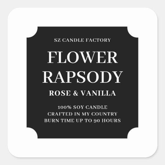 Modern Black and White Candle Product Label (Voorkant)