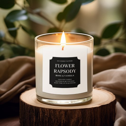 Modern Black and White Candle Product Label