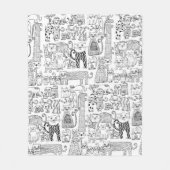 Modern Black and White Cats And Kittens Patterned Fleece Deken (Voorkant)