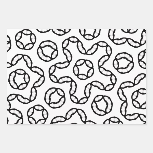 Modern Black and White Chain Link Pattern Gift Wra Inpakpapier Vel (Voorkant)