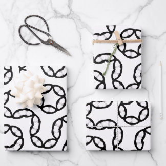 Modern Black and White Chain Link Pattern Gift Wra Inpakpapier Vel