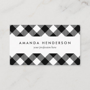 Modern Black and White Check Gingham Pattern Visitekaartje