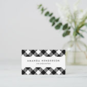 Modern Black and White Check Gingham Pattern Visitekaartje (Staand voorkant)