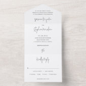 Modern Black and White Chic Wedding All In One Uitnodiging (Binnen)