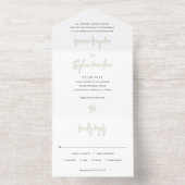 Modern Black and White Chic Wedding All In One Uitnodiging (Binnenkant)