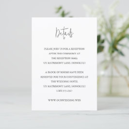 Modern Black and White Chic Wedding Informatiekaartje