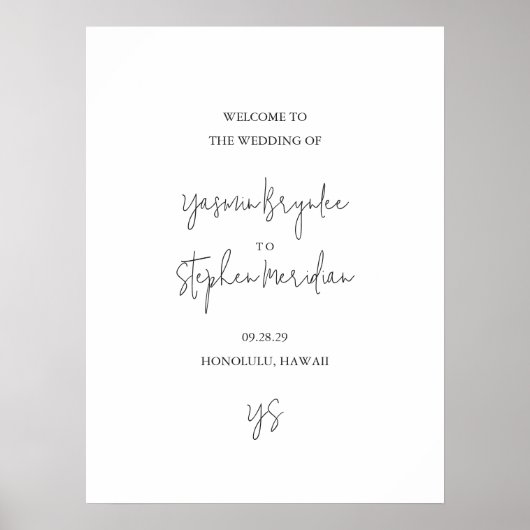 Modern Black and White Chic Wedding Poster (Voorkant)