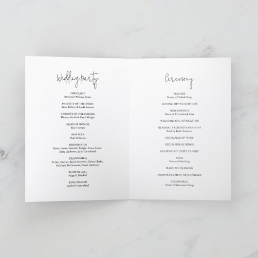 Modern Black and White Chic Wedding Programma (Binnen)