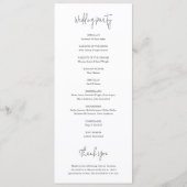 Modern Black and White Chic Wedding Programmakaart (Achterkant)