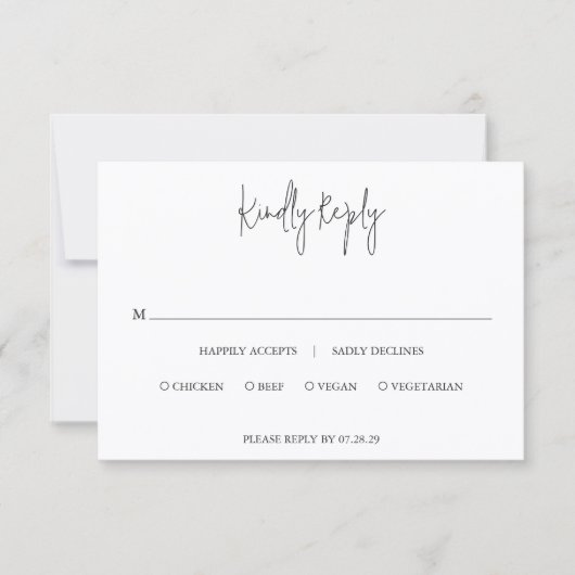 Modern Black and White Chic Wedding RSVP Kaartje (Voorkant)