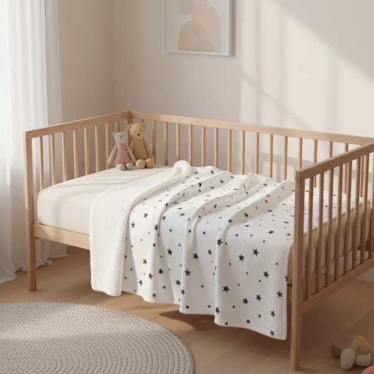 Modern Black and White Children's Blanket  Sherpa Deken