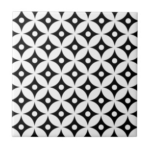 Modern Black and White Circle Polka Dots Pattern Tegeltje