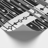 Modern Black and White Circuit Board Texture Patte Cadeaupapier (Hoek)