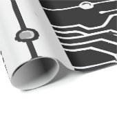 Modern Black and White Circuit Board Texture Patte Cadeaupapier (Rol Hoek)