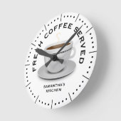 Modern Black and White Coffee Theme Kitchen Ronde Klok (Hoek)