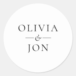 Modern Black and White Couples Names Wedding Ronde Sticker