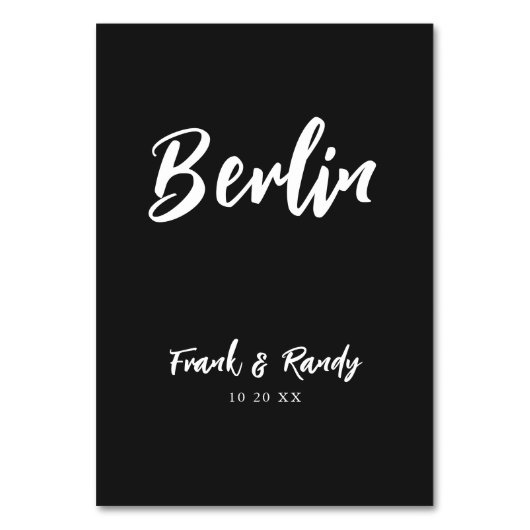 Modern Black and White Custom Wedding Table Name Kaart (Achterkant)