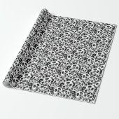 Modern Black and White Cute Panda Bear Pattern Cadeaupapier (Uitgerold)
