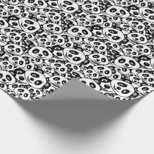 Modern Black and White Cute Panda Bear Pattern Cadeaupapier (Hoek)