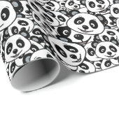 Modern Black and White Cute Panda Bear Pattern Cadeaupapier (Rol Hoek)