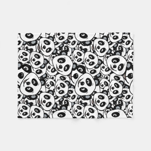 Modern Black and White Cute Panda Bear Pattern Fleece Deken (Voorkant (Horizontaal))