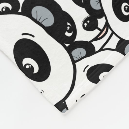 Modern Black and White Cute Panda Bear Pattern Fleece Deken (Hoek)