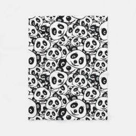 Modern Black and White Cute Panda Bear Pattern Fleece Deken