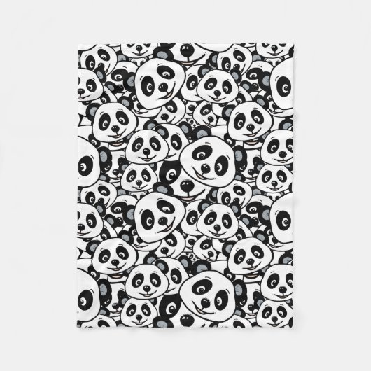 Modern Black and White Cute Panda Bear Pattern Fleece Deken (Voorkant)