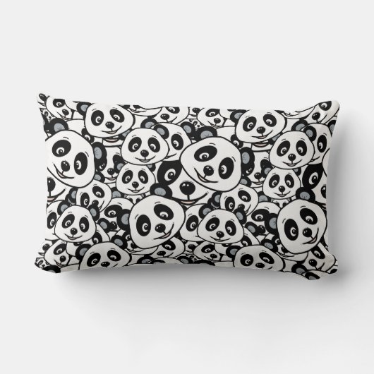Modern Black and White Cute Panda Bear Pattern Kussen (Achterkant)