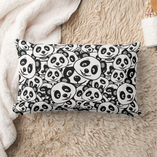 Modern Black and White Cute Panda Bear Pattern Kussen (Deken)