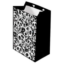 Modern Black and White Cute Panda Bear Pattern Medium Cadeauzakje