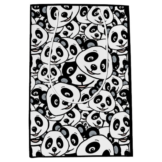 Modern Black and White Cute Panda Bear Pattern Medium Cadeauzakje (Voorkant)