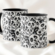 Modern Black and White Cute Panda Bear Pattern