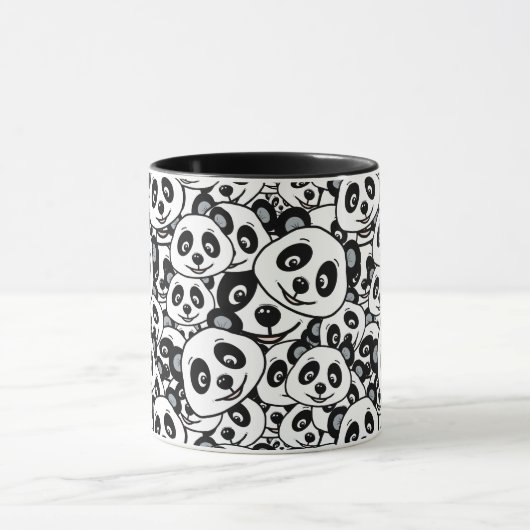 Modern Black and White Cute Panda Bear Pattern Mok (Midden)