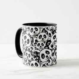 Modern Black and White Cute Panda Bear Pattern Mok