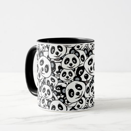 Modern Black and White Cute Panda Bear Pattern Mok (Voorkant links)