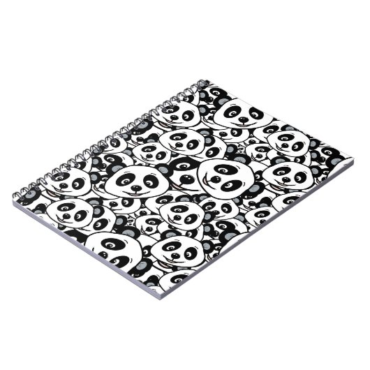Modern Black and White Cute Panda Bear Pattern Notitieboek (Linkerzijde)