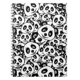 Modern Black and White Cute Panda Bear Pattern Notitieboek