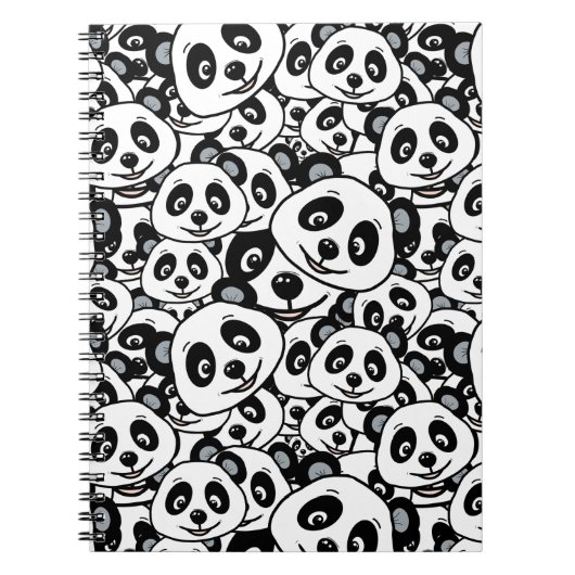 Modern Black and White Cute Panda Bear Pattern Notitieboek (Voorkant)