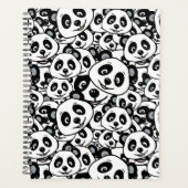 Modern Black and White Cute Panda Bear Pattern Planner (Voorkant)