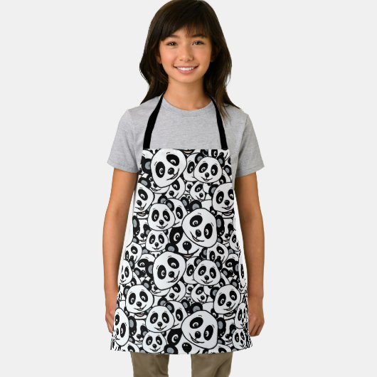 Modern Black and White Cute Panda Bear Pattern Schort (Insitu)