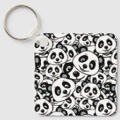 Modern Black and White Cute Panda Bear Pattern Sleutelhanger (Voorkant)