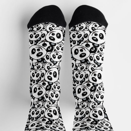 Modern Black and White Cute Panda Bear Pattern Sokken (Top)