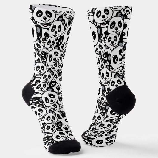 Modern Black and White Cute Panda Bear Pattern Sokken (Gebogen)