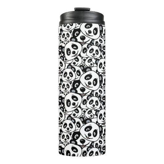 Modern Black and White Cute Panda Bear Pattern Thermosbeker (Voorkant)