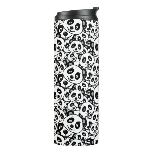 Modern Black and White Cute Panda Bear Pattern Thermosbeker (Gedraaid links)