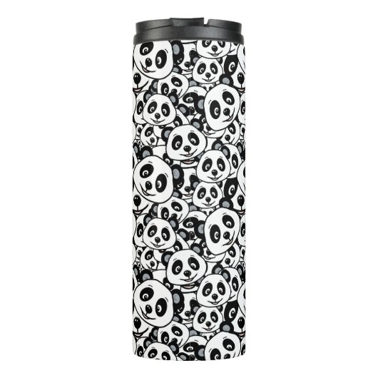 Modern Black and White Cute Panda Bear Pattern Thermosbeker (Achterkant)