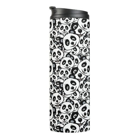 Modern Black and White Cute Panda Bear Pattern Thermosbeker (Geroteerd rechts)