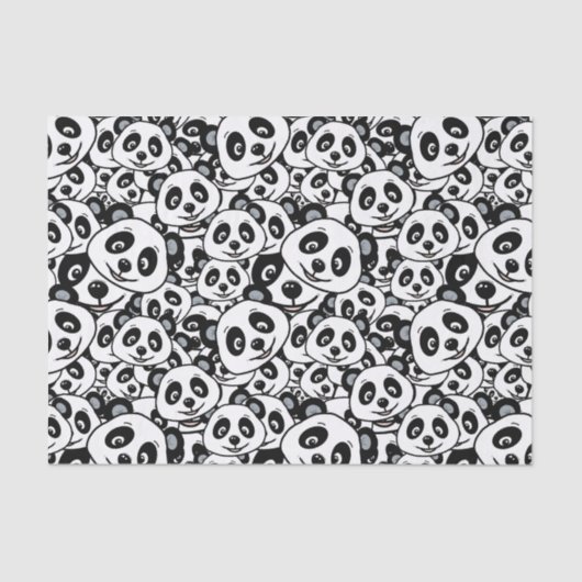 Modern Black and White Cute Panda Bear Pattern Tissuepapier (Voorkant)
