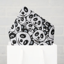 Modern Black and White Cute Panda Bear Pattern Tissuepapier